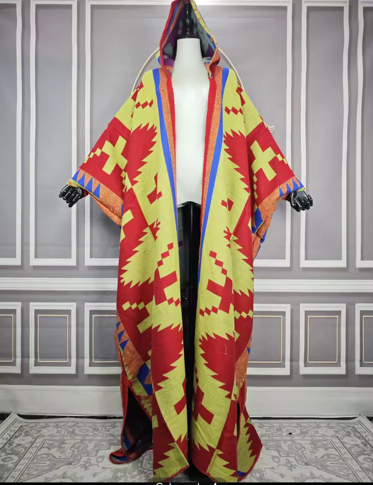 Tribal Print Hoodie Poncho