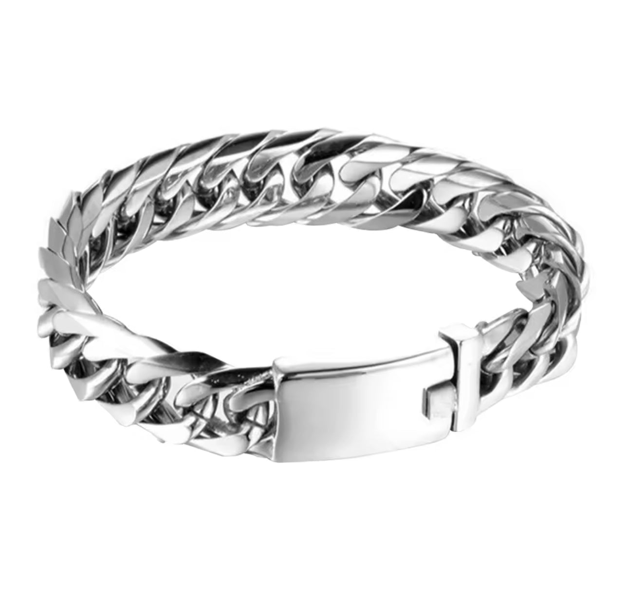 Alloy Link Bracelet Streetwear Jewelry Fashion Men Bikers Bracelet with Buckle Solid Color