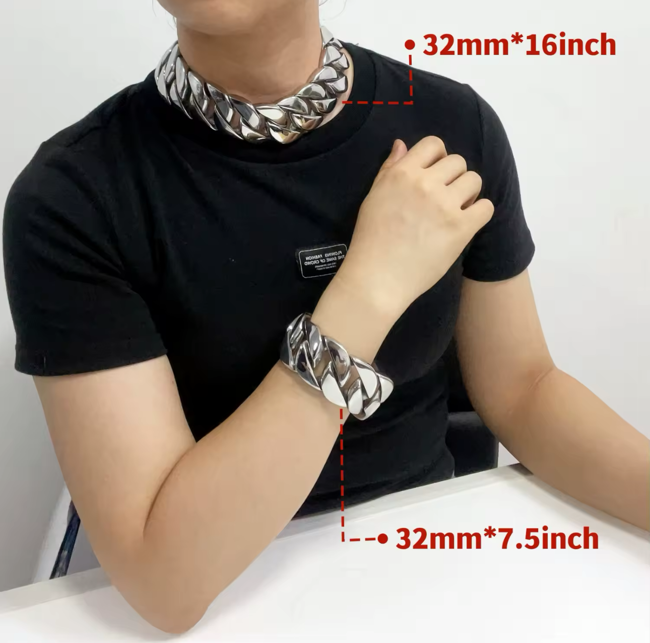 NB Stainless Steel All Polished Necklace & Bracelet Chain